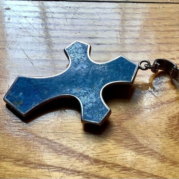 Whitney Kelly Sterling Silver & Lapis signed cross. Vintage - Picture 5 of 10